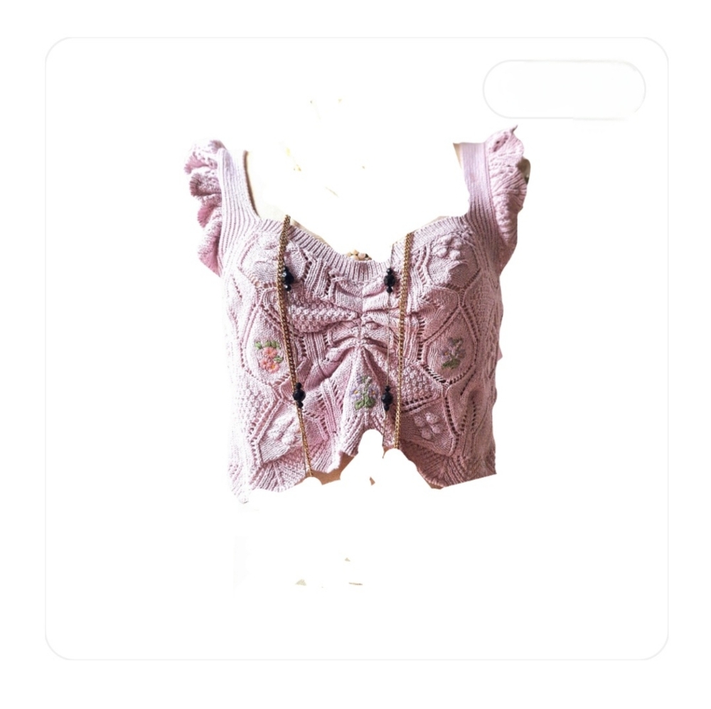 ZARA knit embroidered sweater top